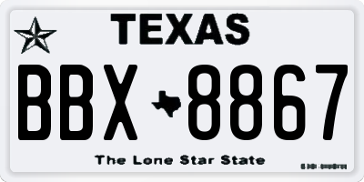 TX license plate BBX8867