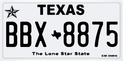 TX license plate BBX8875