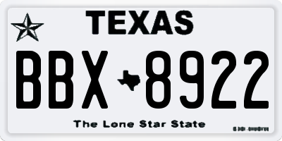 TX license plate BBX8922