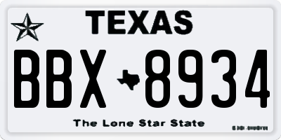 TX license plate BBX8934