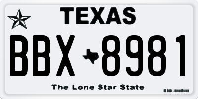 TX license plate BBX8981