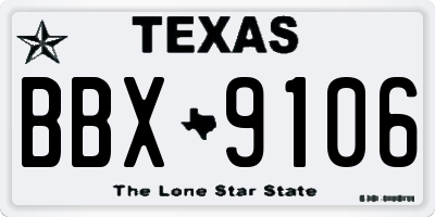 TX license plate BBX9106