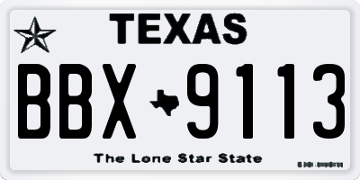 TX license plate BBX9113