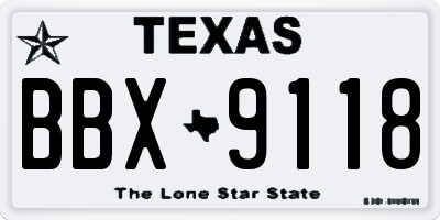 TX license plate BBX9118