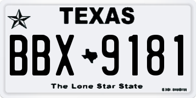 TX license plate BBX9181