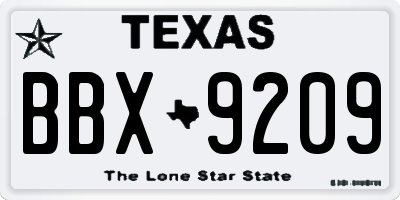 TX license plate BBX9209