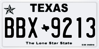 TX license plate BBX9213