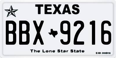 TX license plate BBX9216