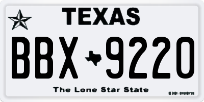 TX license plate BBX9220