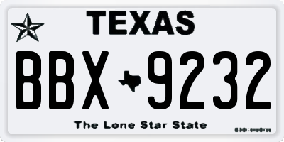 TX license plate BBX9232