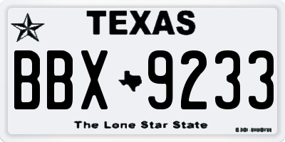 TX license plate BBX9233