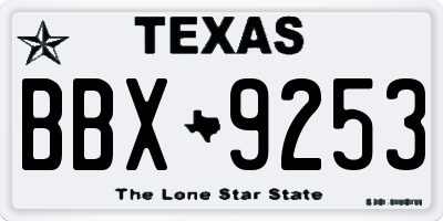 TX license plate BBX9253