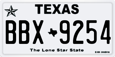 TX license plate BBX9254