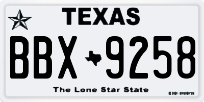 TX license plate BBX9258