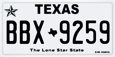 TX license plate BBX9259