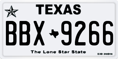 TX license plate BBX9266