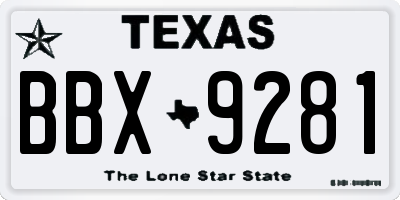 TX license plate BBX9281