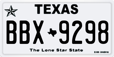 TX license plate BBX9298
