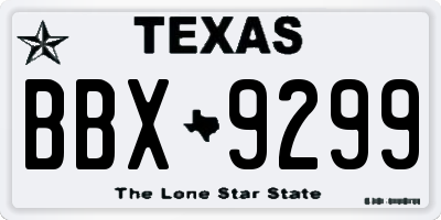 TX license plate BBX9299