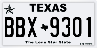 TX license plate BBX9301