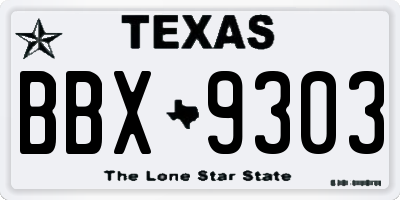 TX license plate BBX9303