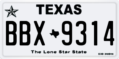TX license plate BBX9314