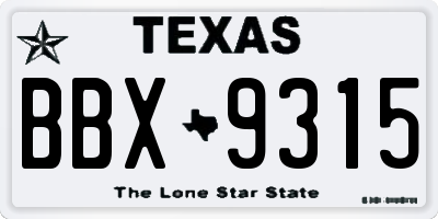 TX license plate BBX9315