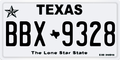 TX license plate BBX9328
