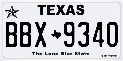 TX license plate BBX9340