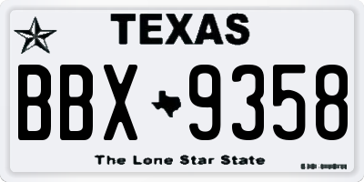 TX license plate BBX9358