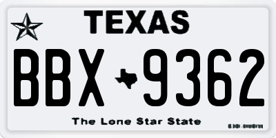 TX license plate BBX9362