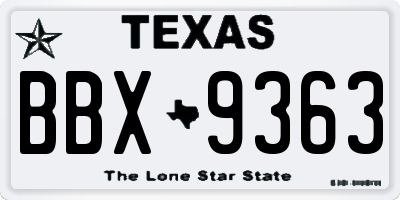 TX license plate BBX9363