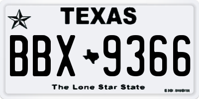 TX license plate BBX9366
