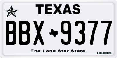 TX license plate BBX9377