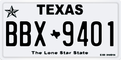 TX license plate BBX9401