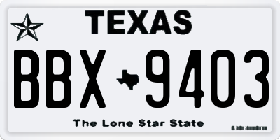 TX license plate BBX9403