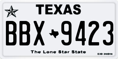 TX license plate BBX9423