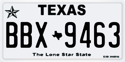 TX license plate BBX9463