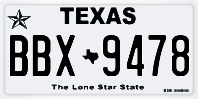TX license plate BBX9478