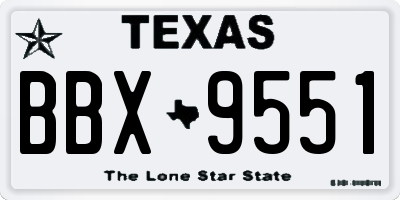 TX license plate BBX9551