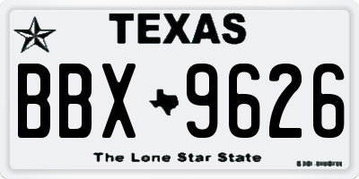 TX license plate BBX9626