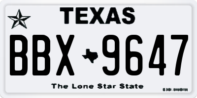 TX license plate BBX9647