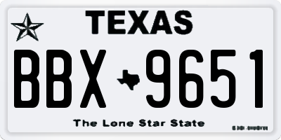 TX license plate BBX9651