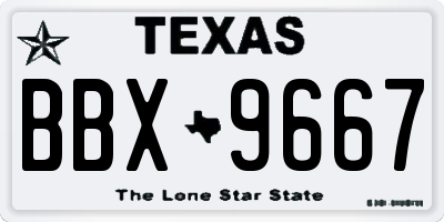 TX license plate BBX9667