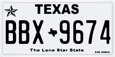 TX license plate BBX9674