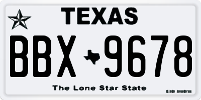 TX license plate BBX9678
