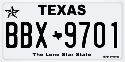 TX license plate BBX9701