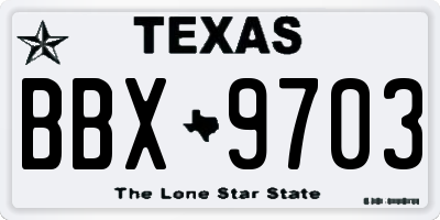 TX license plate BBX9703