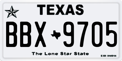 TX license plate BBX9705