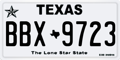 TX license plate BBX9723